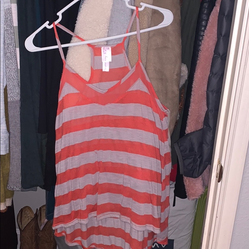 Love notes orange and tan striped top